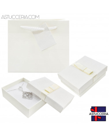 Astuccio In Cartoncino Linea VERONA  70x90x30mm 24 pezzi Shopper Abbinata Bianco