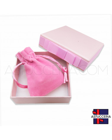 Astuccio In Cartoncino Linea OSLO 85x90x35mm + Sacchetto Di Velluto 20 pezzi Rosa