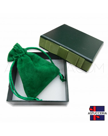 Astuccio In Cartoncino Linea OSLO 85x90x35mm + Sacchetto Di Velluto 20 pezzi Verde