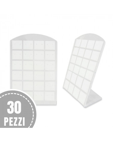 Espositore Per Orecchini Di Plastica Ad L 9x13cm 48 Fori 30pz Bianco LOTTO STOCK