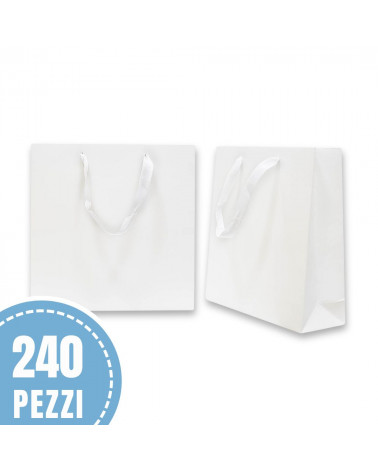 Busta Shopper Di Carta SAFFIANO 23x23x7cm 240 pezzi Bianco LOTTO STOCK