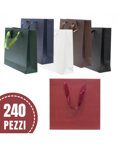 Busta Shopper Di Carta SAFFIANO 23x23x7cm 240 pezzi Colori Assortiti LOTTO STOCK