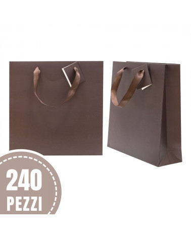 Busta Shopper Di Carta SAFFIANO 23x23x7cm 240 pezzi Marrone LOTTO STOCK