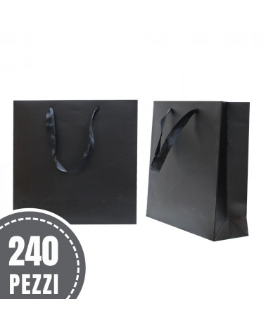 Busta Shopper Di Carta SAFFIANO 23x23x7cm 240 pezzi Nero LOTTO STOCK