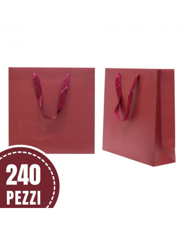 Busta Shopper Di Carta SAFFIANO 23x23x7cm 240 pezzi Rosso LOTTO STOCK
