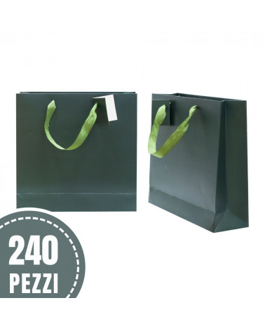 Busta Shopper Di Carta SAFFIANO 23x23x7cm 240 pezzi Verde LOTTO STOCK