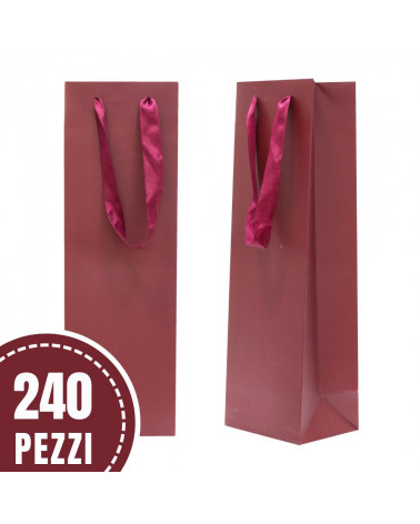 Busta Shopper Di Carta SAFFIANO 9x28x7cm 240 pezzi Rosso LOTTO STOCK