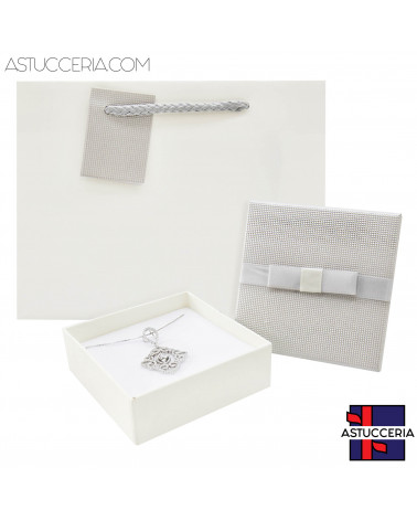 Astuccio In Cartoncino Linea VERONA  90x90x30mm 24 pezzi Shopper Abbinata Argento