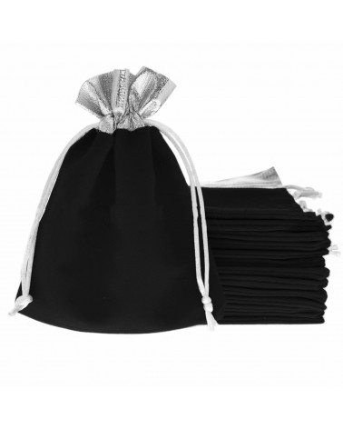 Sacchetti Regalo Di Velluto VELMET 100x120mm 50 pezzi Nero Argento