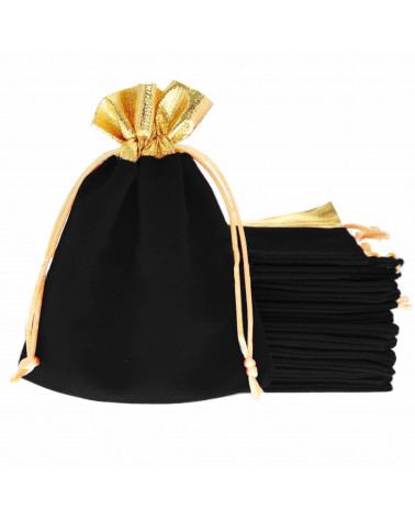 Sacchetti Regalo Di Velluto VELMET 100x120mm 50 pezzi Nero Oro