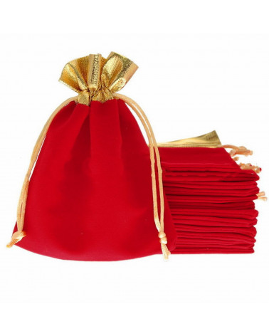 Sacchetti Regalo Di Velluto VELMET 100x120mm 50 pezzi Rosso Oro