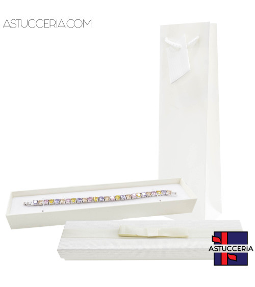 Astuccio In Cartoncino Linea VERONA 215x45x25mm 12 pezzi Shopper Abbinata Bianco