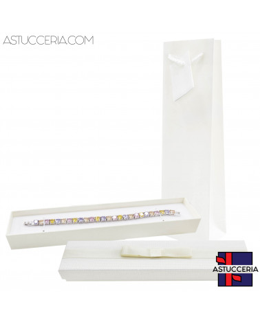 Astuccio In Cartoncino Linea VERONA 215x45x25mm 12 pezzi Shopper Abbinata Bianco