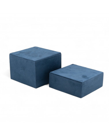 Espositore Multifunzione Linea SIENA Mattoncini 90x90x35mm e 90x90x65mm 2 pezzi Suede Blu