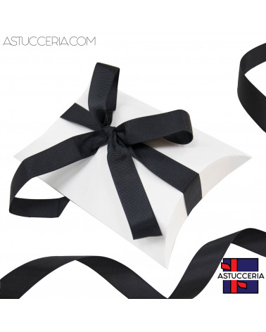 Astuccio In Cartoncino Pieghevole Con Nastro Gros Grain 160x110x45mm 12 pezzi Bianco + Nero