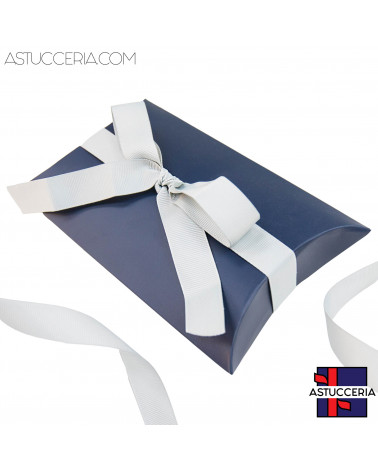 Astuccio In Cartoncino Pieghevole Con Nastro Gros Grain 160x110x45mm 12 pezzi Blu + Argento