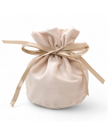 Sacchetti Regalo VELOUR Base Tonda 8x14cm 12 pezzi Beige