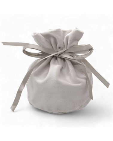 Sacchetti Regalo VELOUR Base Tonda 8x14cm 12 pezzi Grigio Tortora