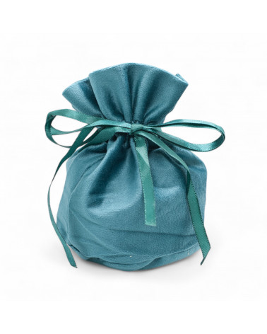 Sacchetti Regalo VELOUR Base Tonda 8x14cm 12 pezzi Ottanio