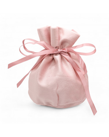 Sacchetti Regalo VELOUR Base Tonda 8x14cm 12 pezzi Rosa