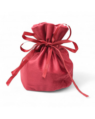 Sacchetti Regalo VELOUR Base Tonda 8x14cm 12 pezzi Rosso