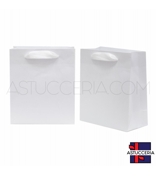 Busta Shopper Di Carta BOX 12x14x6cm 24 pezzi Bianco Perlato