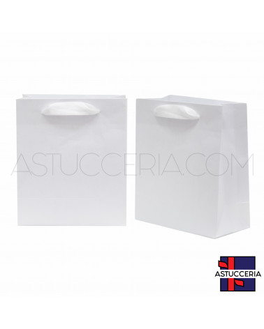Busta Shopper Di Carta BOX 12x14x6cm 24 pezzi Bianco Perlato