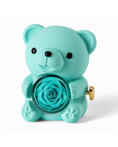 Astuccio Per Gioielli Linea TEDDY Girevole 13x11x10cm Multiuso Anello/Collana Azzurro