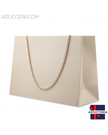 Busta Shopper Di Carta Con Catena Linea GINEVRA 22x15x8cm 12 pezzi Tortora + Rosè