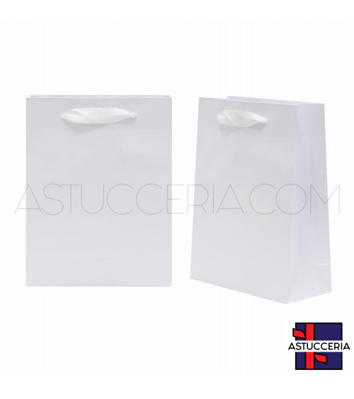 Busta Shopper Di Carta BOX 17x23x6cm 24 pezzi Bianco Perlato