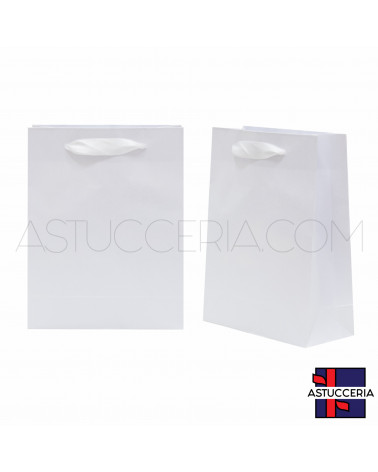 Busta Shopper Di Carta BOX 17x23x6cm 24 pezzi Bianco Perlato