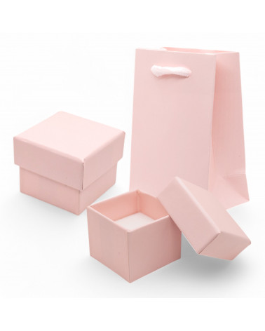 Astuccio In Cartoncino Linea MESSINA  55x55x40mm 24 pezzi + Shopper Rosa Pastello