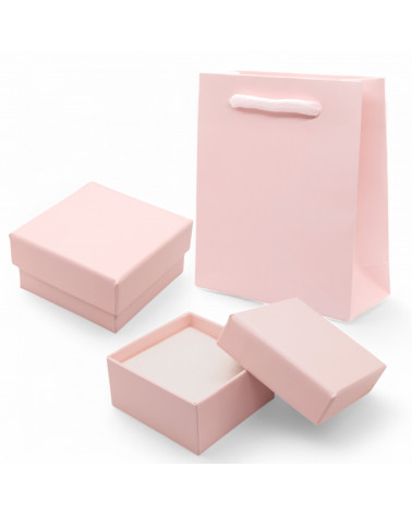 Astuccio In Cartoncino Linea MESSINA  70x70x40mm 24 pezzi + Shopper Rosa Pastello