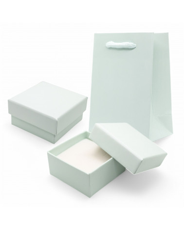 Astuccio In Cartoncino Linea MESSINA  70x70x40mm 24 pezzi + Shopper Verde Menta