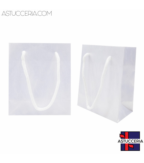 Busta Shopper Di Carta GIFT Goffrata 14x18x6cm 24 pezzi Bianco Perlato
