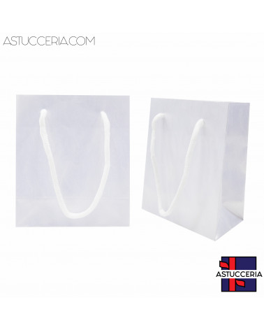 Busta Shopper Di Carta GIFT Goffrata 14x18x6cm 24 pezzi Bianco Perlato