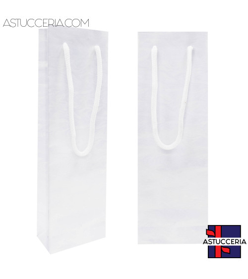 Busta Shopper Di Carta GIFT Goffrata 8x26x4cm 24 pezzi Bianco Perlato