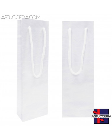 Busta Shopper Di Carta GIFT Goffrata 8x26x4cm 24 pezzi Bianco Perlato