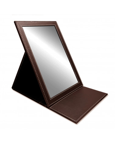 Specchio Rivestito Similpelle Con Cucitura L 21x31cm 1pz Marrone