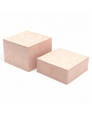 Espositore Multifunzione Linea SIENA Mattoncini 90x90x35mm e 90x90x65mm 2 pezzi Suede Rosa Cipria