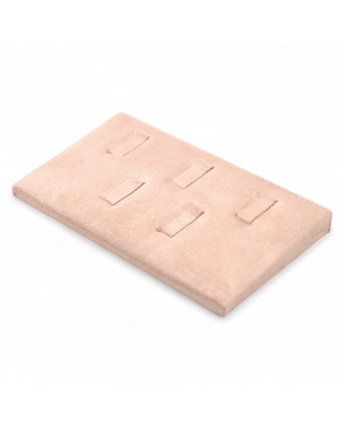 Espositore Per Anelli Linea SIENA 5 Scomparti 120x70x15mm 1 pezzo Suede Rosa Cipria
