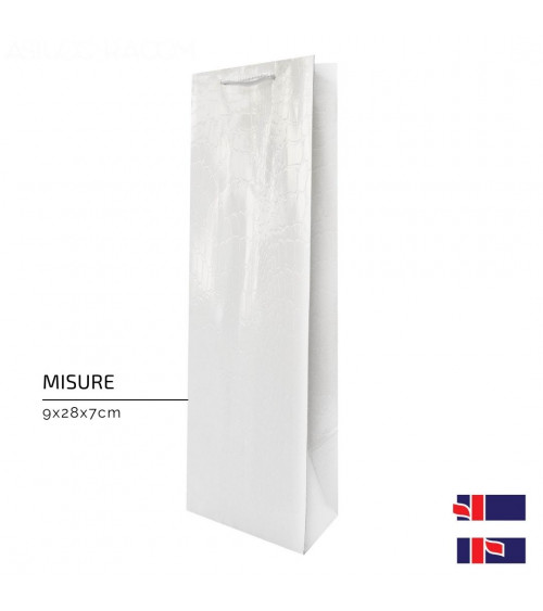 Busta Shopper Di Carta Linea CROCCO  9x28x7cm 12 pezzi Bianco