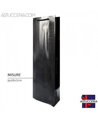 Busta Shopper Di Carta Linea CROCCO  9x28x7cm 12 pezzi Nero