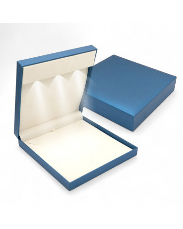 Astucci Per Gioielli Con Luce Linea IMPERIA 190x190x40mm Collana 3 pezzi Blu