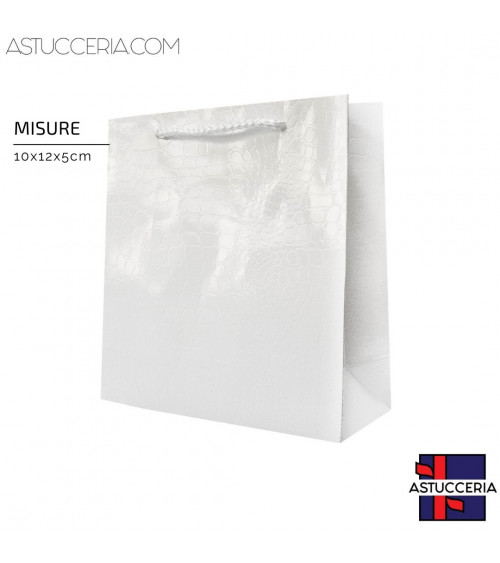 Busta Shopper Di Carta Linea CROCCO 10x12x5cm 12 pezzi Bianco
