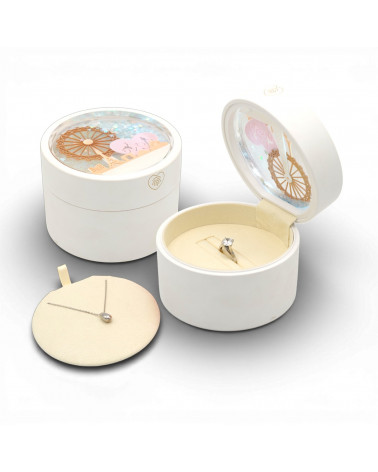 Astuccio Con Luce Touch, Glitter e Shopper Linea PARIGI 100x100x70mm Multiuso Anello Collana Bianco