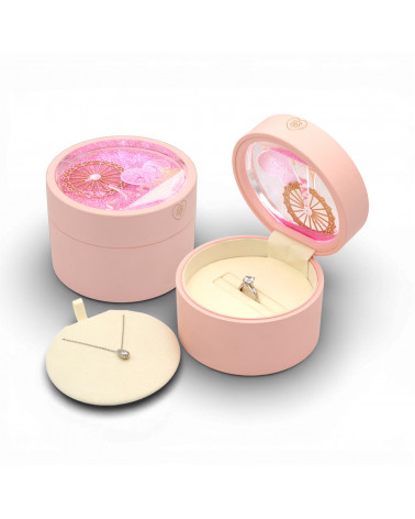 Astuccio Con Luce Touch, Glitter e Shopper Linea PARIGI 100x100x70mm Multiuso Anello Collana Rosa