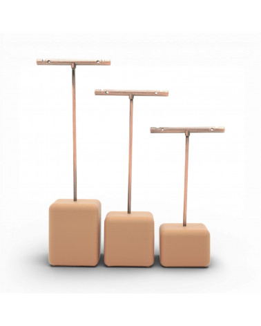 Espositore Per Orecchini Linea LAB Di Metallo E Plastica H 165mm 140mm 110mm 3 pezzi Beige