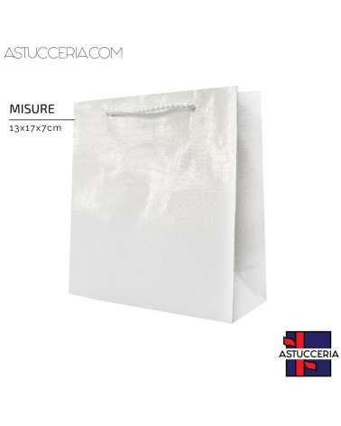 Busta Shopper Di Carta Linea CROCCO 13x17x7cm 12 pezzi Bianco