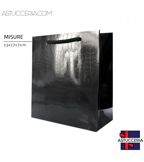 Busta Shopper Di Carta Linea CROCCO 13x17x7cm 12 pezzi Nero